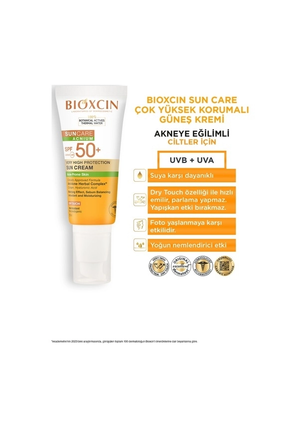 Bioxcin Acnium Akneye Eğilimli Ciltler için 50 ml 50 Faktör Güneş Kremi