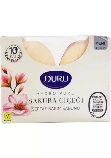 Duru Hydro Pure Sakura Çiçeği 2x135 gr Şeffaf Sabun