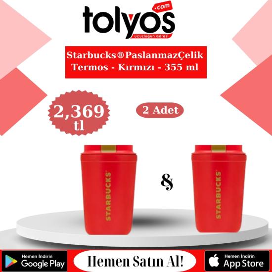 Starbucks® Paslanmaz Çelik Termos - Kırmızı - 355 ml X 2 Adet