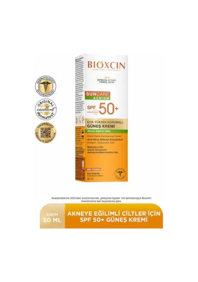 Bioxcin Acnium Akneye Eğilimli Ciltler için 50 ml 50 Faktör Güneş Kremi