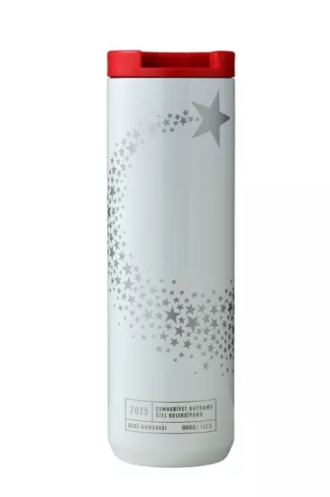 Starbucks® Paslanmaz Çelik Termos - Cumhuriyet Bayramı 2025 Tasarımlı - Beyaz - 473 ml - 11176689