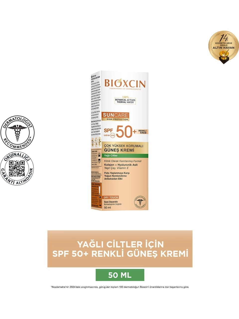 Bioxcin Sun Care Yağlı Ciltler için 50 ml 50 Faktör Renkli Güneş Kremi