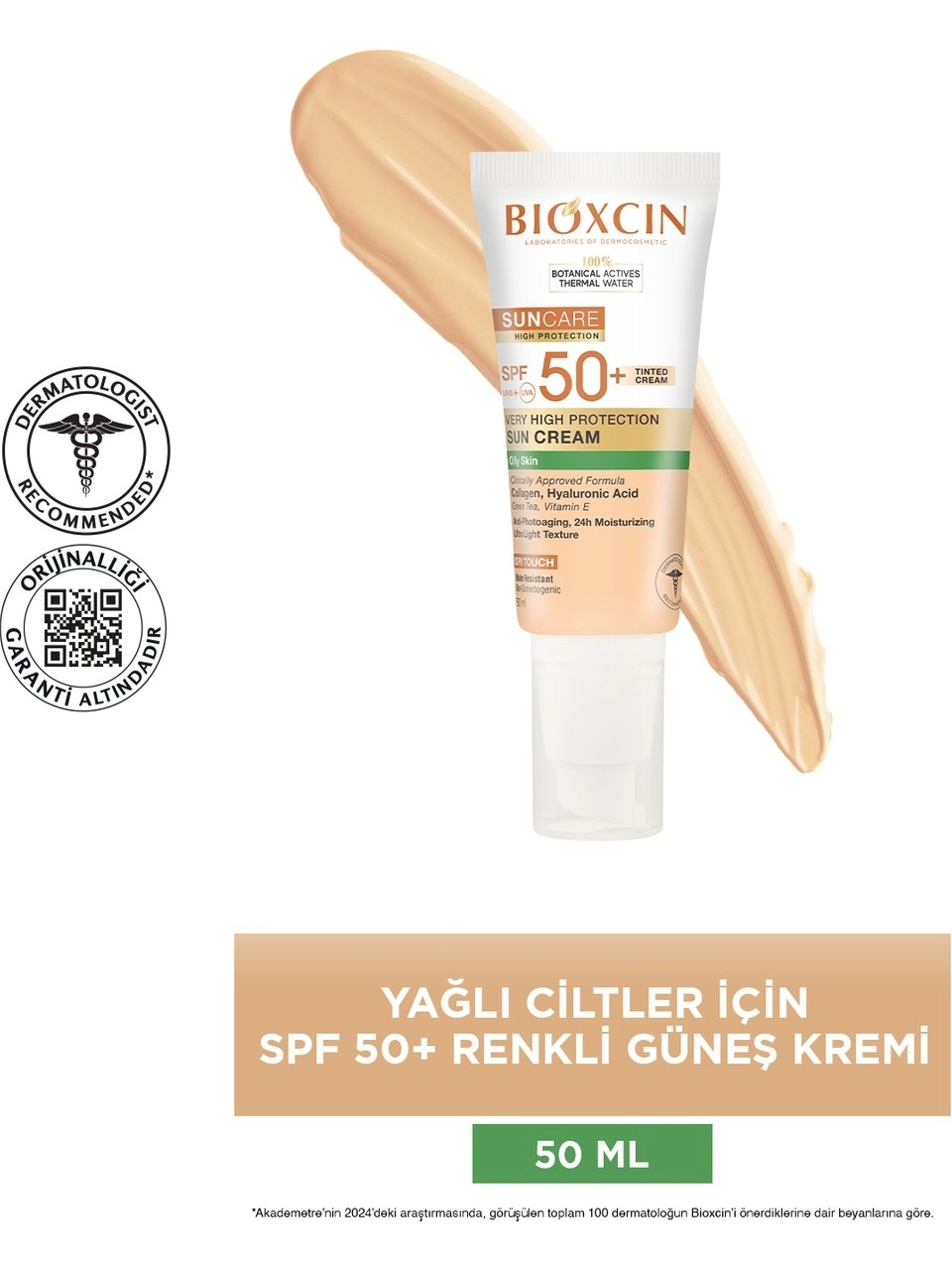Bioxcin Sun Care Yağlı Ciltler için 50 ml 50 Faktör Renkli Güneş Kremi